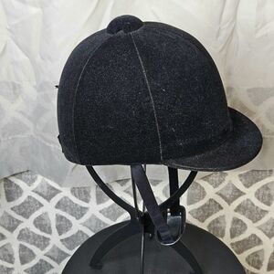 Vintage Traditional Black Velvet Equestrian English Riding Show Ring Helmet Cap